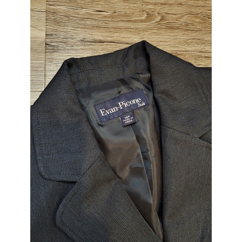 EVAN PICONE womens pantsuit size 10p navy gray blazer trousers petite career - Picture 2 of 15